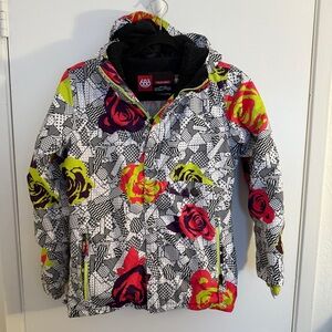 686 Youth Girls Thermal Snow Ski Winter Jacket size 10/12 Black and White Multi